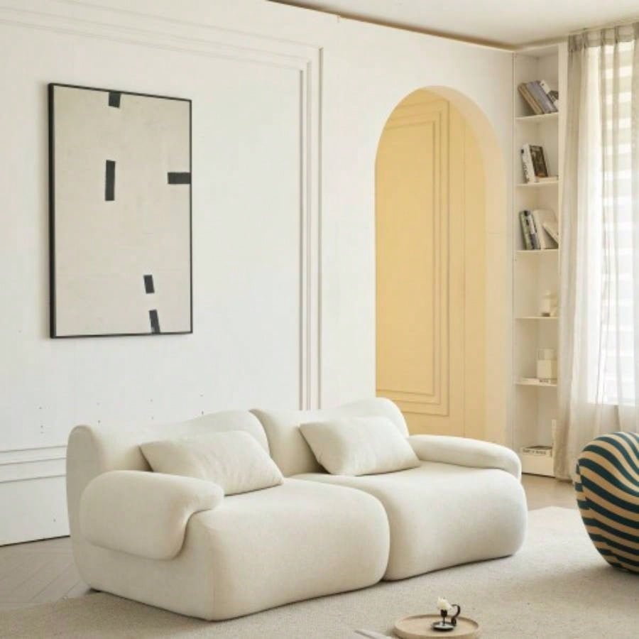 Sofa in a Box, Foam 2 - Seater Couch, Modern Compression Sofa with Deep, No Assembly Required, Couch Living Room Bedroom Apartment, White