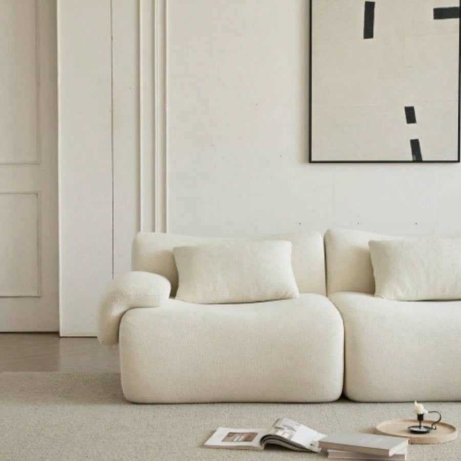 Sofa in a Box, Foam 2 - Seater Couch, Modern Compression Sofa with Deep, No Assembly Required, Couch Living Room Bedroom Apartment, White