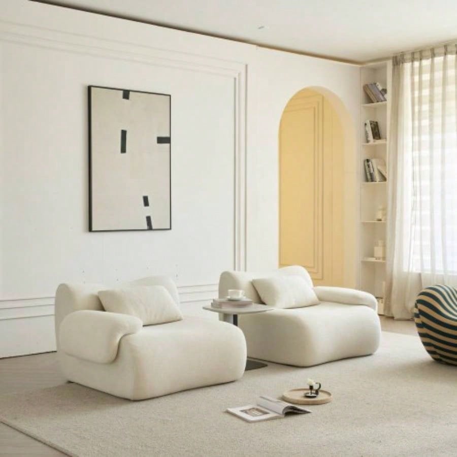 Sofa in a Box, Foam 2 - Seater Couch, Modern Compression Sofa with Deep, No Assembly Required, Couch Living Room Bedroom Apartment, White
