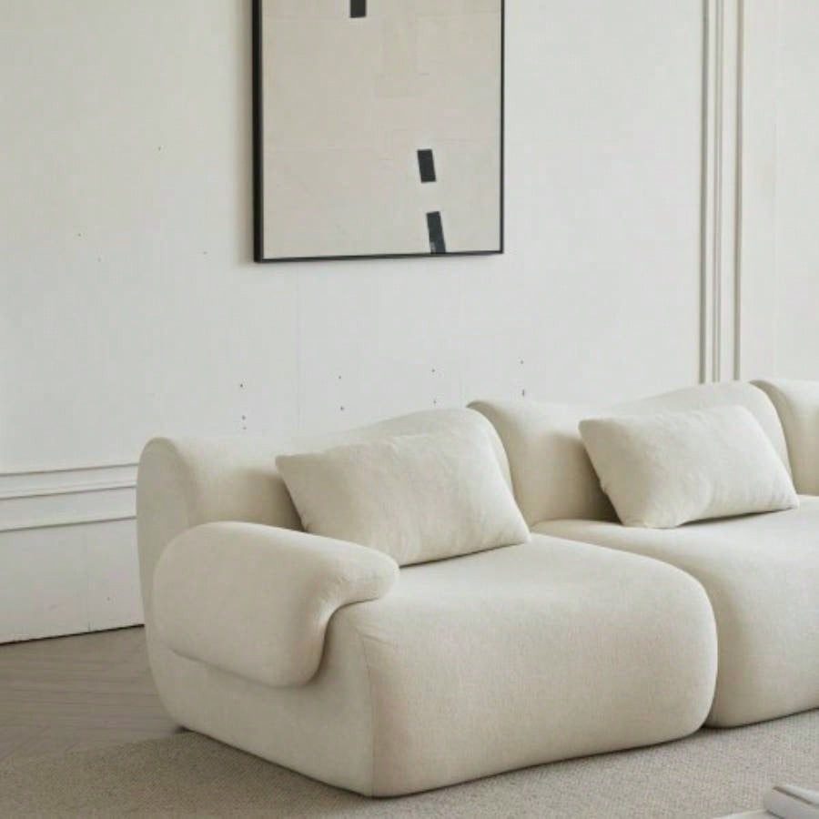 Sofa in a Box, Foam 2 - Seater Couch, Modern Compression Sofa with Deep, No Assembly Required, Couch Living Room Bedroom Apartment, White