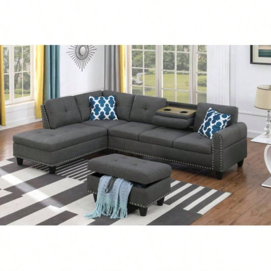 Alger 98 Wide Left Hand Facing Sofa Chaise with Ottoman