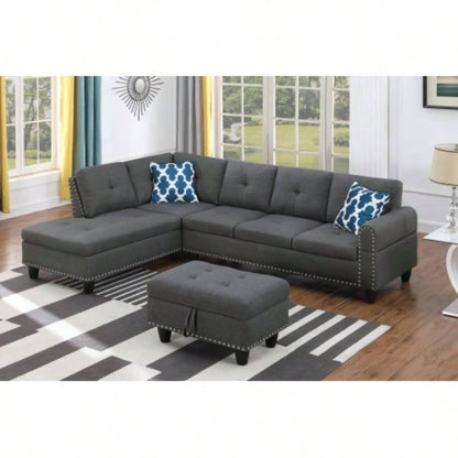 Alger 98 Wide Left Hand Facing Sofa Chaise with Ottoman