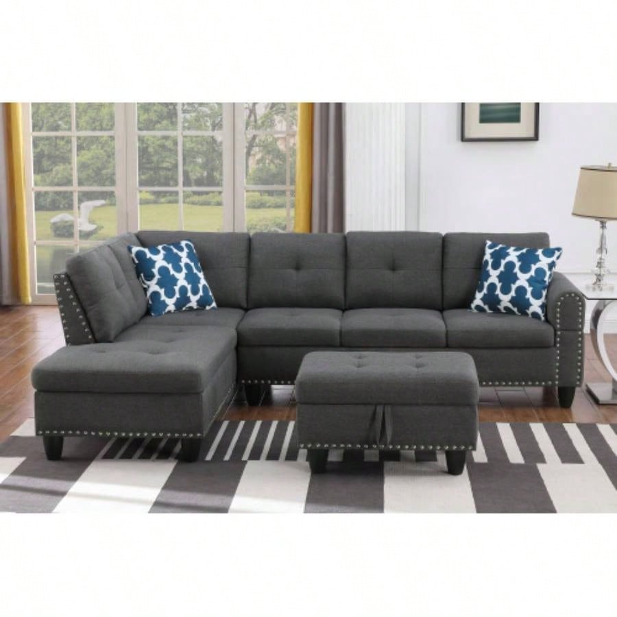 Alger 98 Wide Left Hand Facing Sofa Chaise with Ottoman