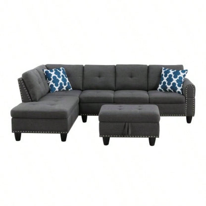 Alger 98 Wide Left Hand Facing Sofa Chaise with Ottoman