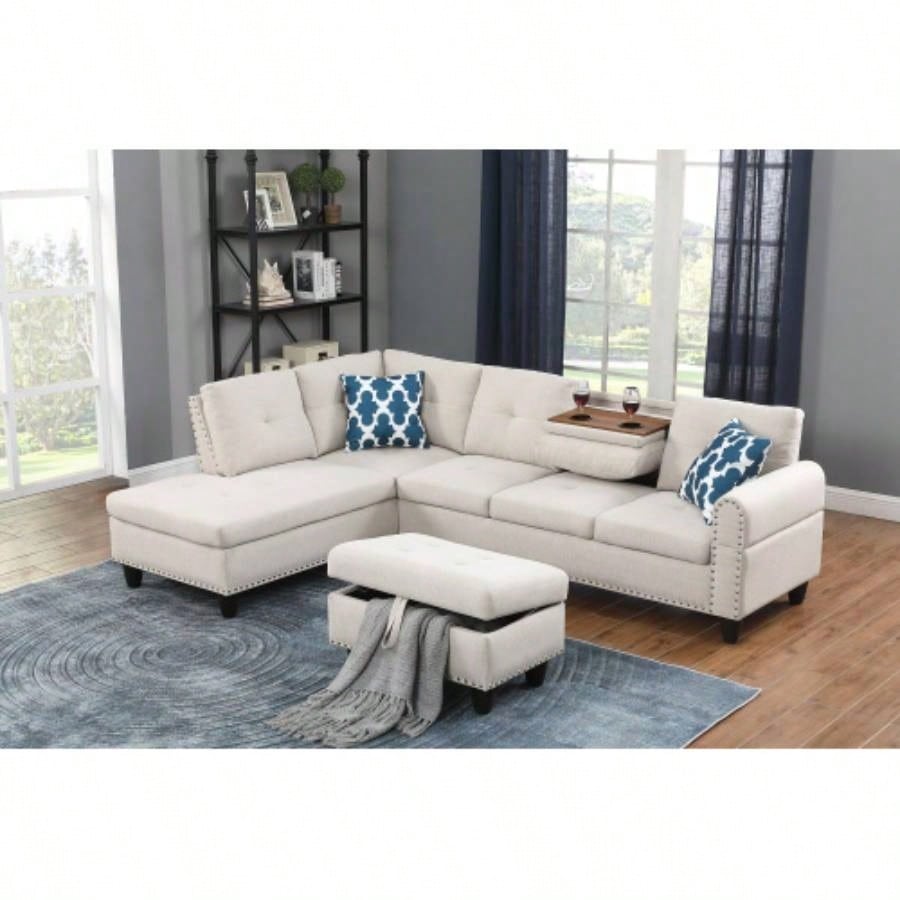 Alger 98 Wide Left Hand Facing Sofa Chaise with Ottoman