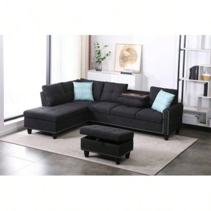 Alger 98 Wide Left Hand Facing Sofa Chaise with Ottoman