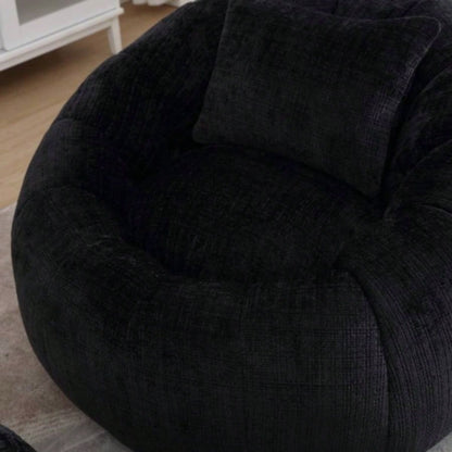 COOLMORE Modern Large Round Bean Bag Chair with Footrest Living Room, Chenille Fabric Lazy Sofa with Pillow Adults, Teenagers, Child, Suitable Bedroom, Dormitory, Study Room