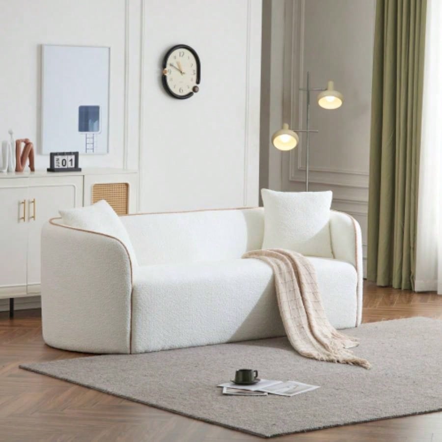 Coral 82 Curved Sofa, 3 - Seater, Living Rooms, Bedrooms, Apartment Office, WHITE