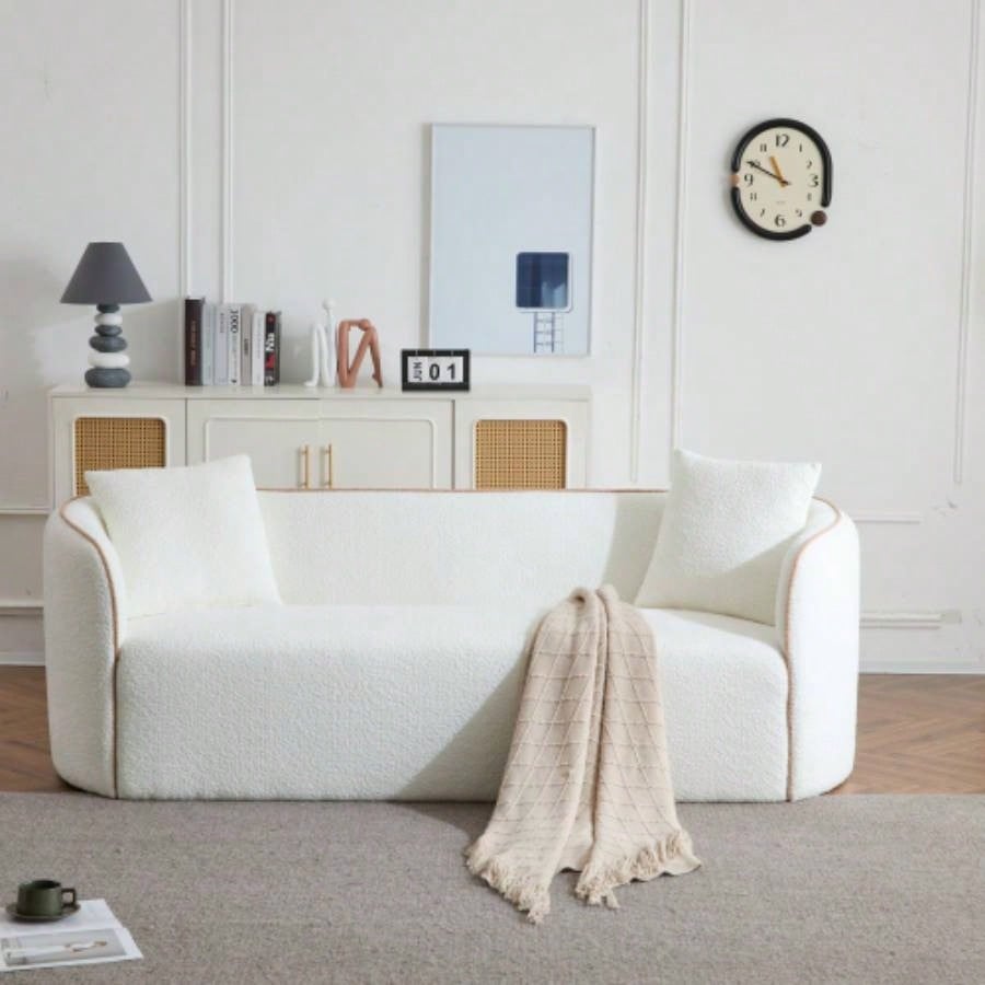 Coral 82 Curved Sofa, 3 - Seater, Living Rooms, Bedrooms, Apartment Office, WHITE