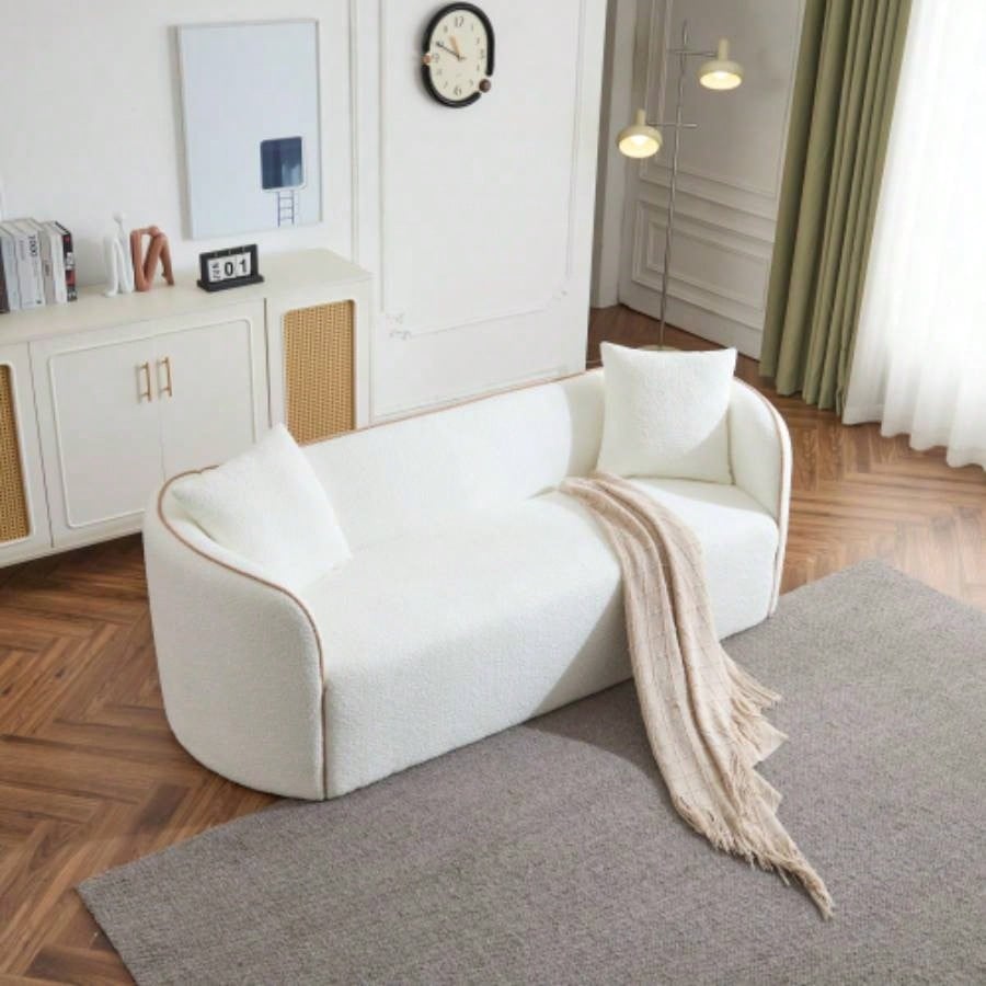 Coral 82 Curved Sofa, 3 - Seater, Living Rooms, Bedrooms, Apartment Office, WHITE