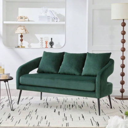 3 - Piece Upholstered Velvet Small Living Room Furniture Set with Metal, Open Back Sofa Conversation Set Living Room/Bedroom/Balcony/Office/Reception/Apartment, Beige, Loveseat 2 Accent Chair