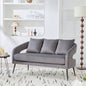 3 - Piece Upholstered Velvet Small Living Room Furniture Set with Metal, Open Back Sofa Conversation Set Living Room/Bedroom/Balcony/Office/Reception/Apartment, Beige, Loveseat 2 Accent Chair