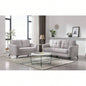 Callie Light Gray Woven Fabric Sofa Loveseat Living Room Set