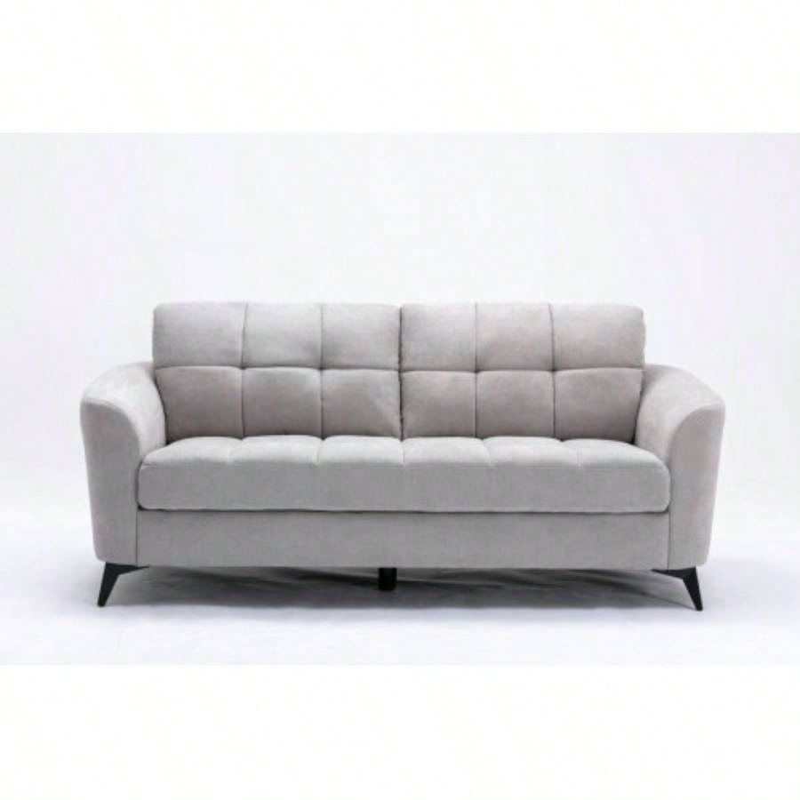 Callie Light Gray Woven Fabric Sofa Loveseat Living Room Set