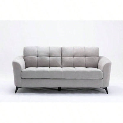 Callie Light Gray Woven Fabric Sofa Loveseat Living Room Set