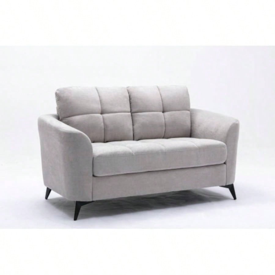 Callie Light Gray Woven Fabric Sofa Loveseat Living Room Set