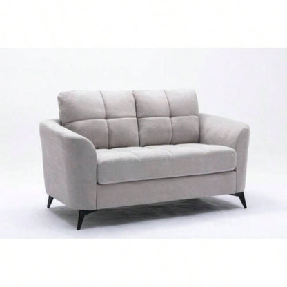 Callie Light Gray Woven Fabric Sofa Loveseat Living Room Set