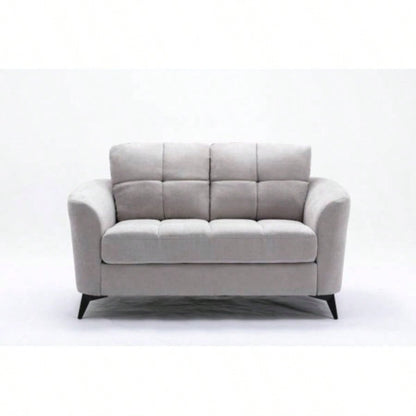 Callie Light Gray Woven Fabric Sofa Loveseat Living Room Set