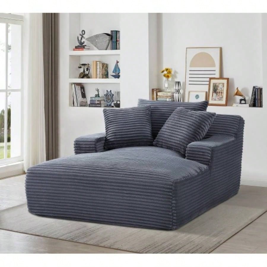 Cloudline Oversized Chaise Lounge Chair in Soft Corduroy, Modern Comfy Couch with Full Foam Cushioning, Cozy Sleeper Sofabed Living Room, Bedroom, No Assembly Required,