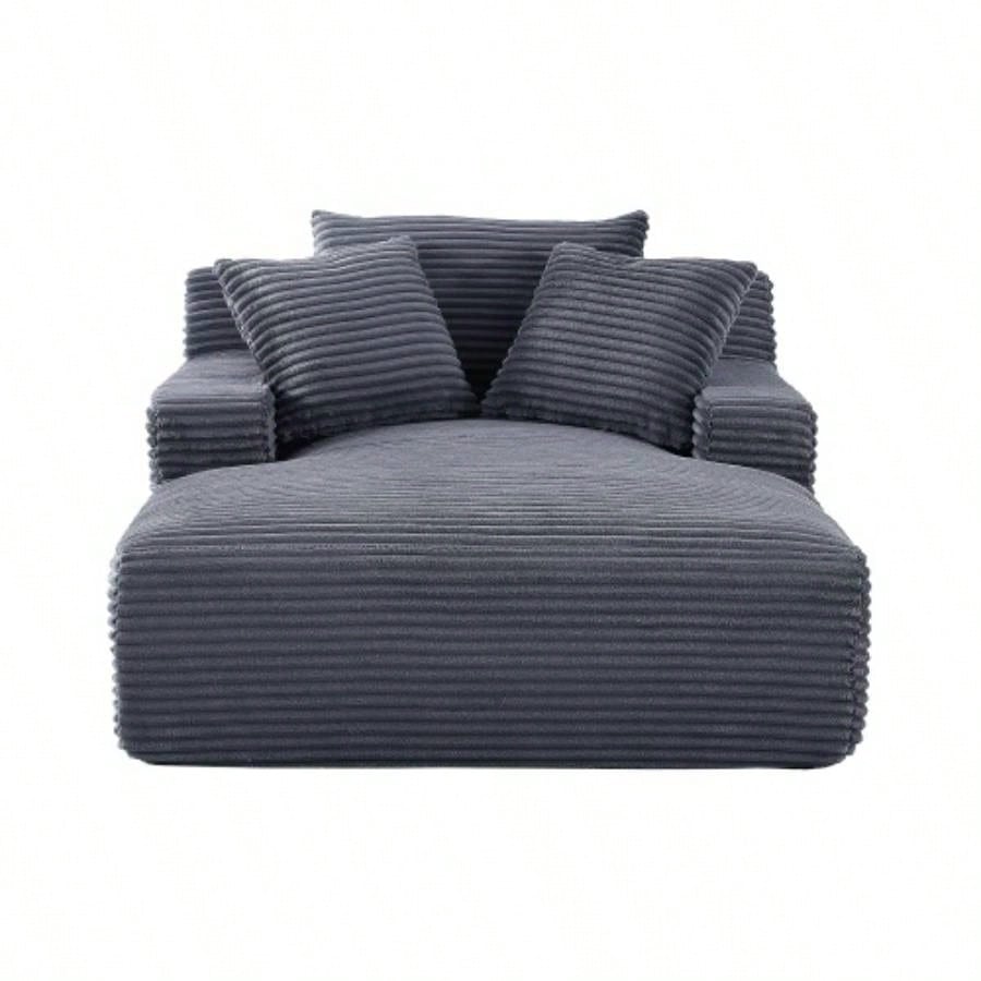 Cloudline Oversized Chaise Lounge Chair in Soft Corduroy, Modern Comfy Couch with Full Foam Cushioning, Cozy Sleeper Sofabed Living Room, Bedroom, No Assembly Required,