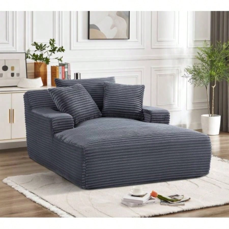 Cloudline Oversized Chaise Lounge Chair in Soft Corduroy, Modern Comfy Couch with Full Foam Cushioning, Cozy Sleeper Sofabed Living Room, Bedroom, No Assembly Required,