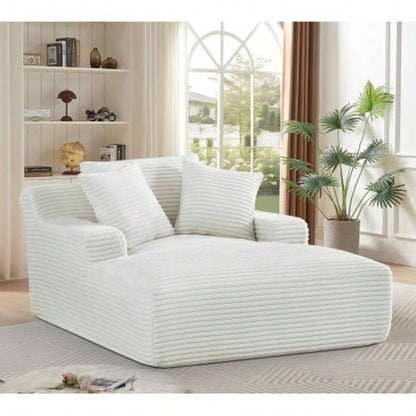 Cloudline Oversized Chaise Lounge Chair in Soft Corduroy, Modern Comfy Couch with Full Foam Cushioning, Cozy Sleeper Sofabed Living Room, Bedroom, No Assembly Required,