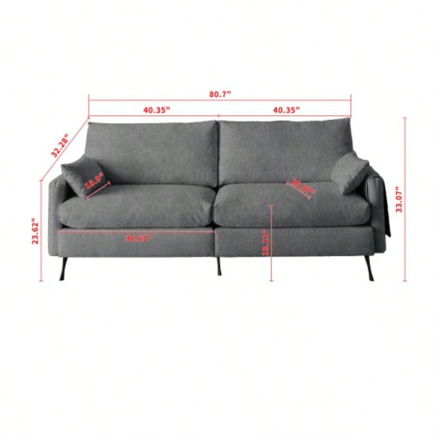 Deep 3 - Seater Cloud Couch with 2 Armrest Pillows and 2 Toss Pillows, Love Living Room Bedroom Office Apartment,
