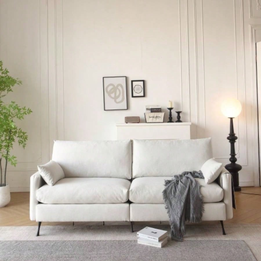 Deep 3 - Seater Cloud Couch with 2 Armrest Pillows and 2 Toss Pillows, Love Living Room Bedroom Office Apartment,