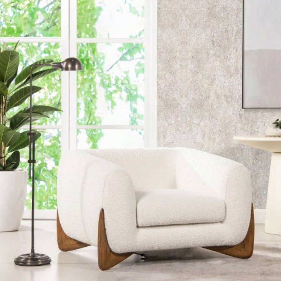 Alpine 90.5 Sherpa Sofa, Ivory White Boucle
