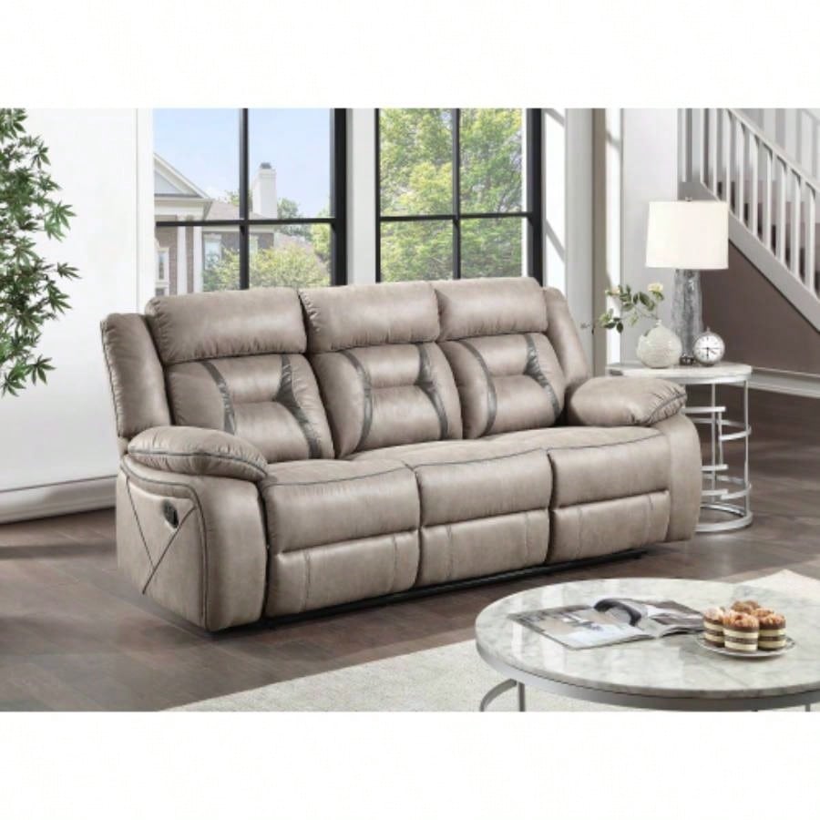 - Recliner Sofa With Drop Down Table - Pearl Silver