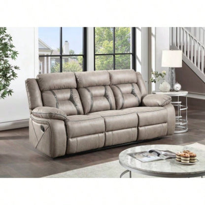 - Recliner Sofa With Drop Down Table - Pearl Silver