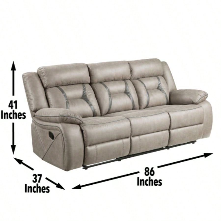 - Recliner Sofa With Drop Down Table - Pearl Silver