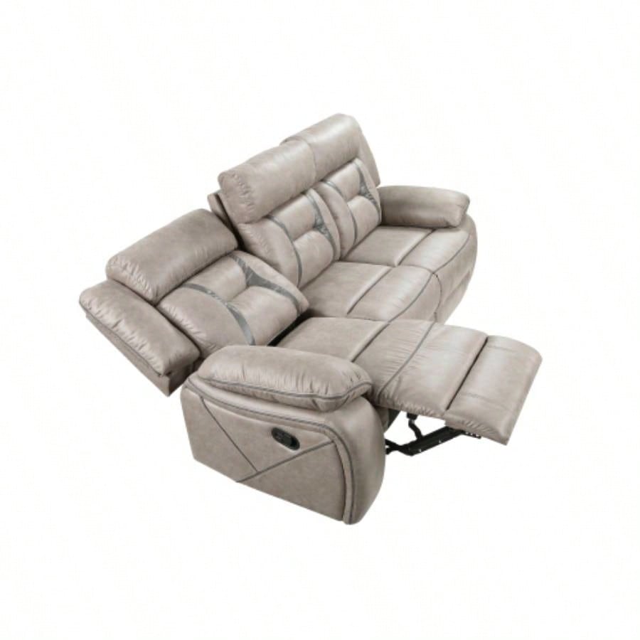 - Recliner Sofa With Drop Down Table - Pearl Silver