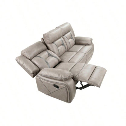 - Recliner Sofa With Drop Down Table - Pearl Silver