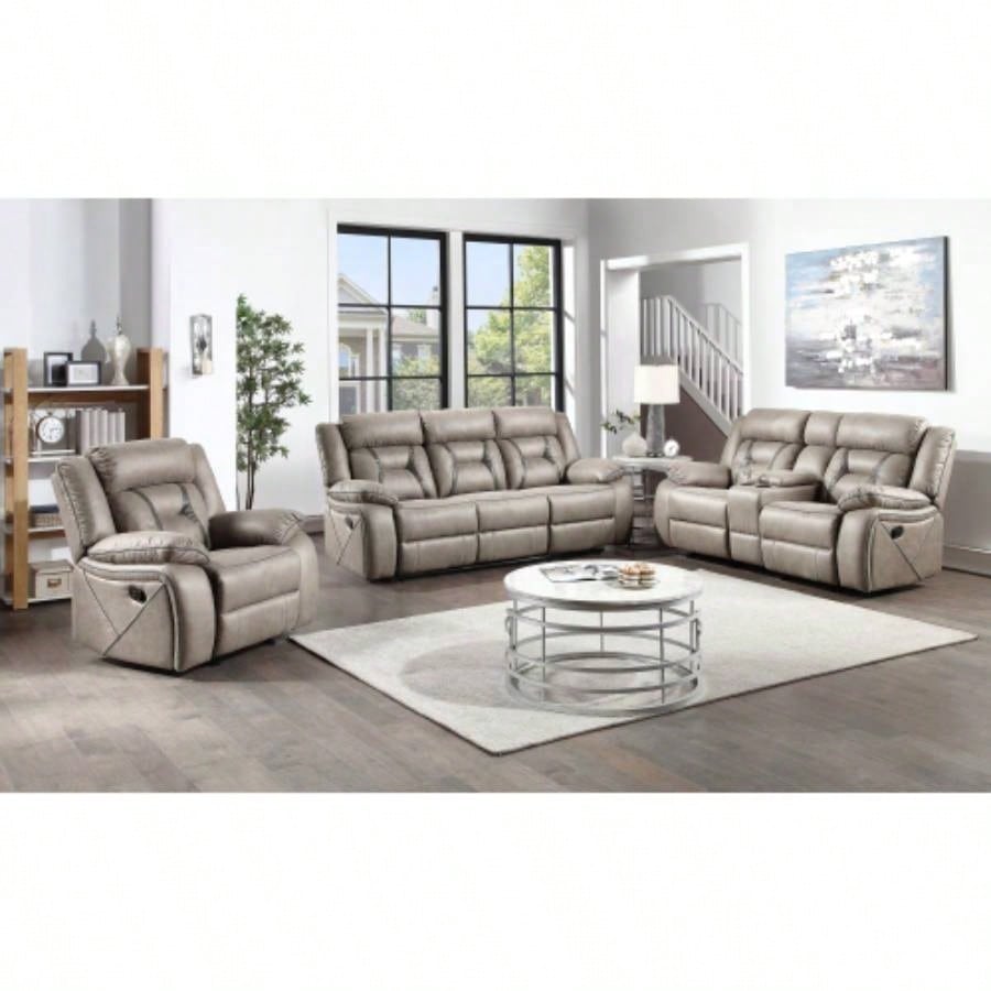 - Recliner Sofa With Drop Down Table - Pearl Silver