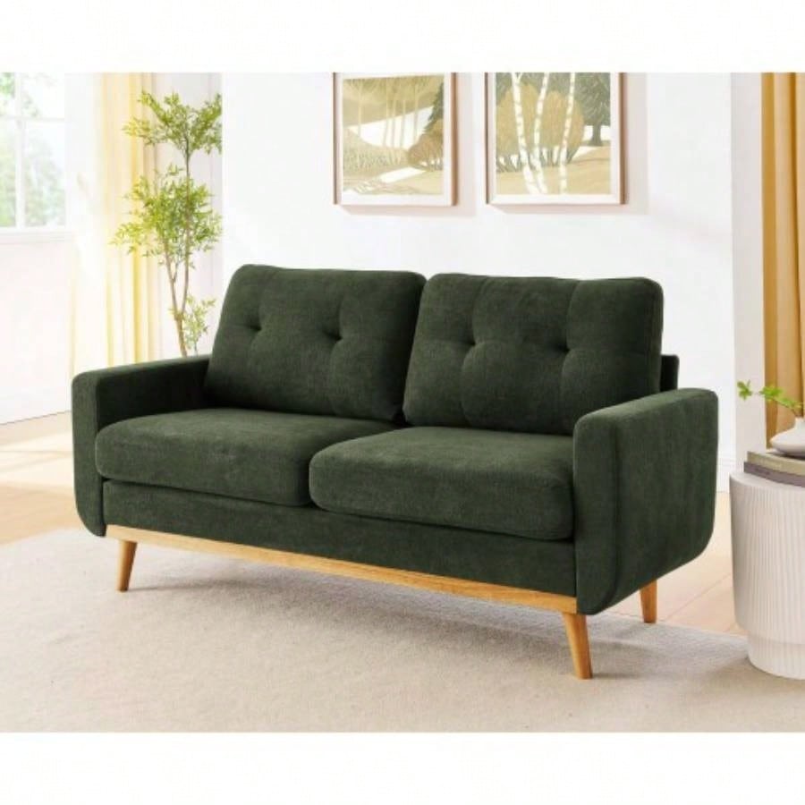 67. Wide Mid - Modern Upholstered Tufted Loveseat Sofa With Wooden