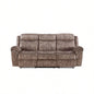 Zubaida Two Tone Chocolate Velvet Recliner Sofa/USB Port Drop Down Table