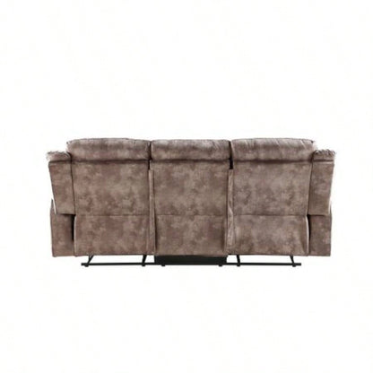 Zubaida Two Tone Chocolate Velvet Recliner Sofa/USB Port Drop Down Table