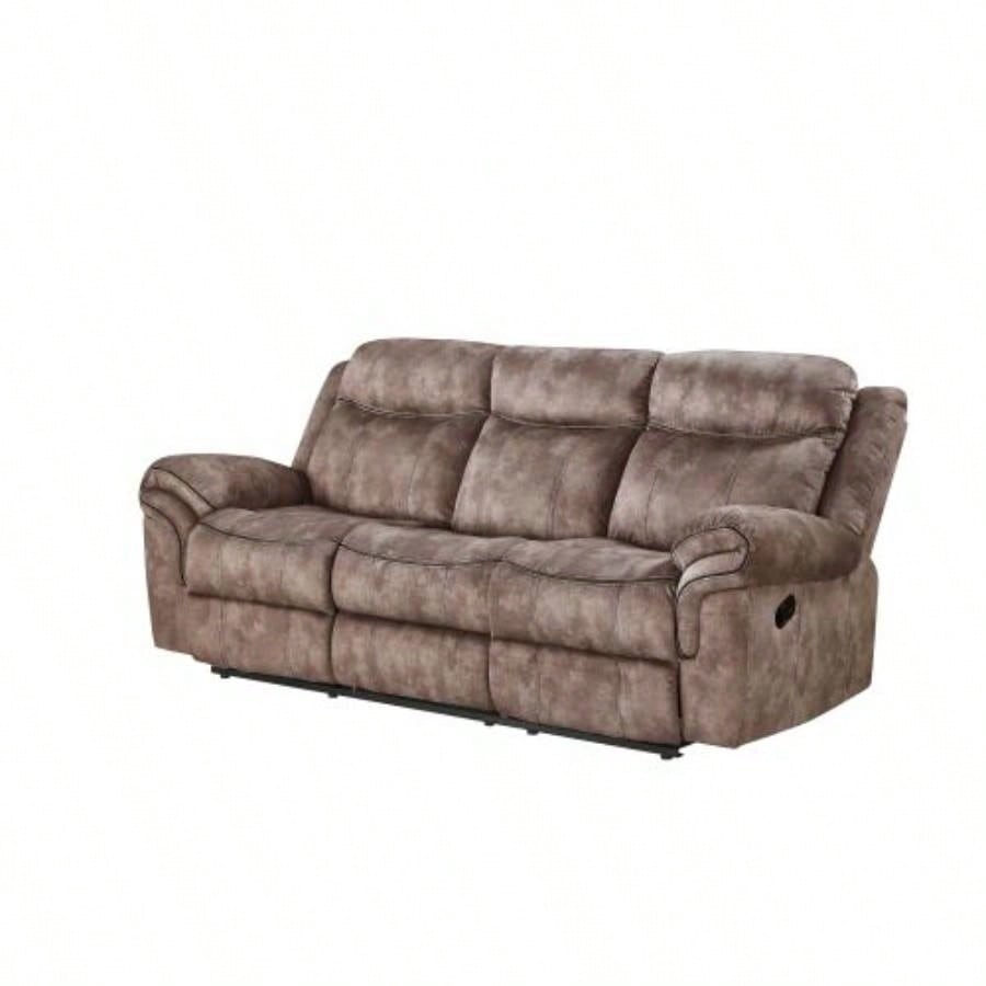 Zubaida Two Tone Chocolate Velvet Recliner Sofa/USB Port Drop Down Table