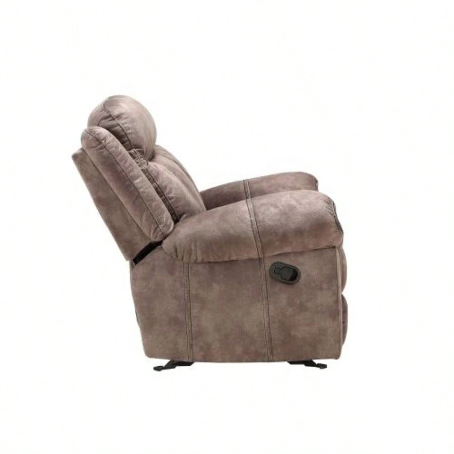 Zubaida Two Tone Chocolate Velvet Recliner Sofa/USB Port Drop Down Table