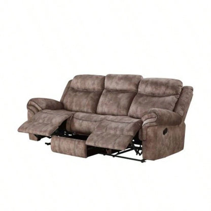 Zubaida Two Tone Chocolate Velvet Recliner Sofa/USB Port Drop Down Table