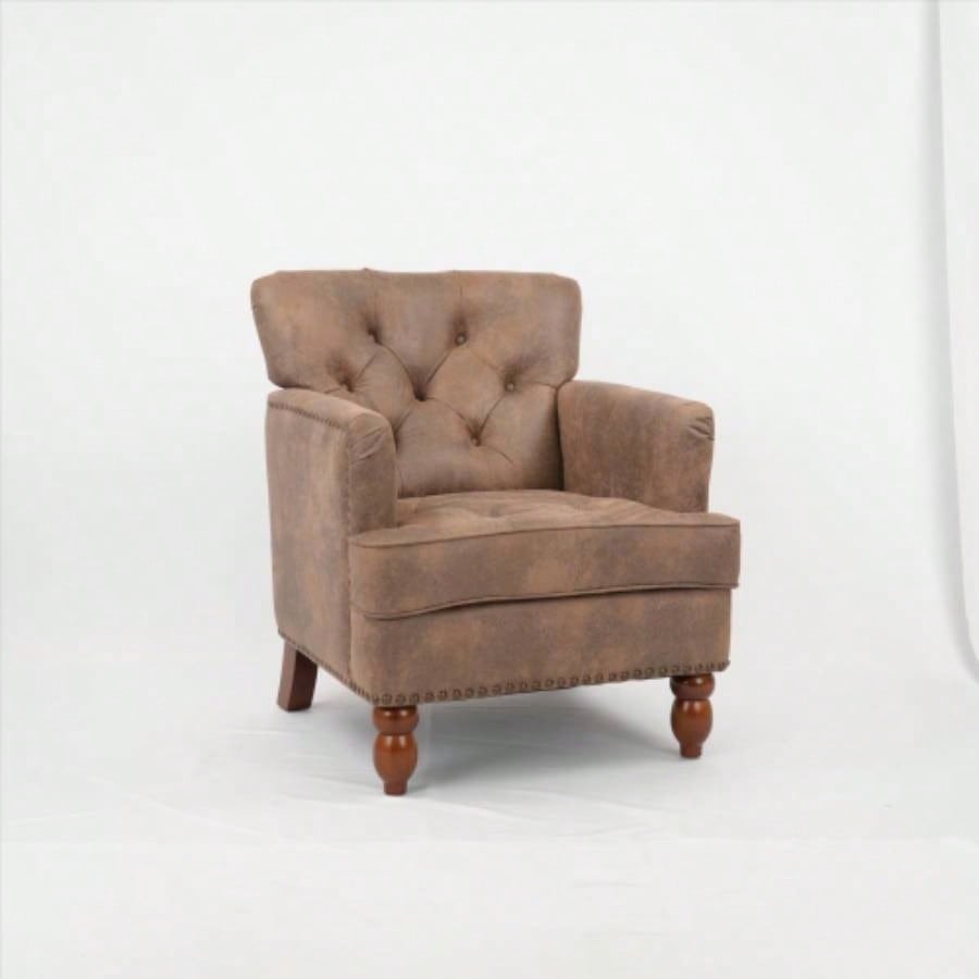 Hengming Living leisure Upholstered Fabric Club Chair, Antique Brown