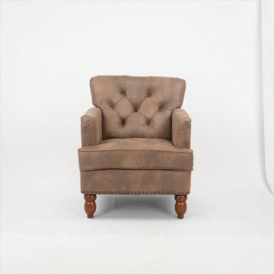 Hengming Living leisure Upholstered Fabric Club Chair, Antique Brown