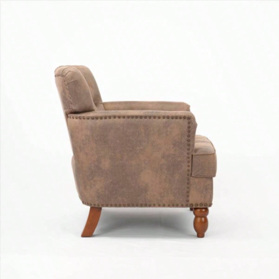 Hengming Living leisure Upholstered Fabric Club Chair, Antique Brown
