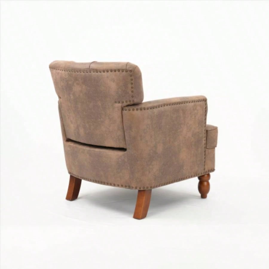 Hengming Living leisure Upholstered Fabric Club Chair, Antique Brown