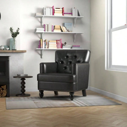 Hengming Living leisure Upholstered Fabric Club Chair, Antique Brown