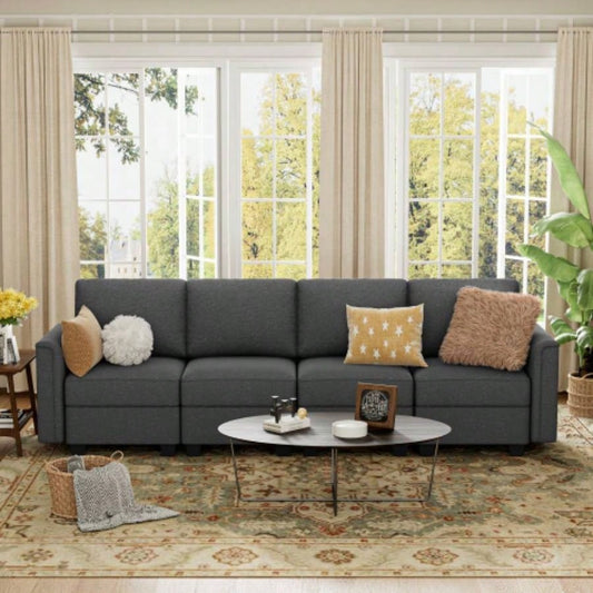 Modular Sectional Sofa with Storage Upgrade Convertible Sofa Couch Living Room/Deep 27 Ottoman/ Foam Cushion