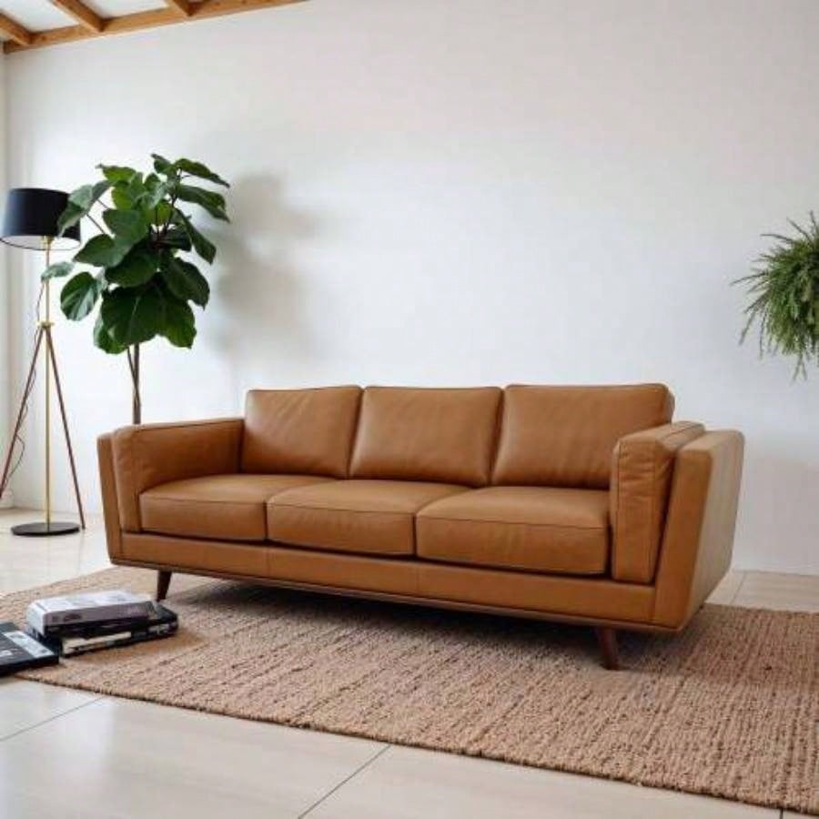 Mid Modern Genuine Leather Sofa