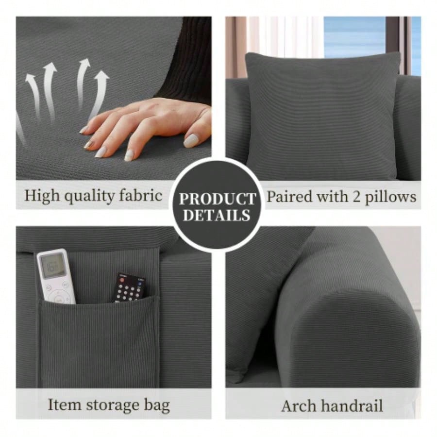 Spring Sofa with High - Quality Fabric, Pillows Storage - Pocketed Springs, High - Density Foam, Living Room, Apartment or Studics, Gray.