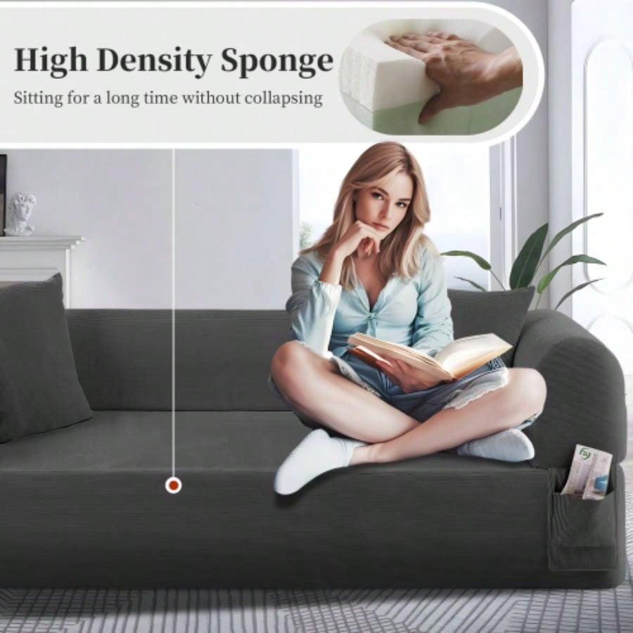 Spring Sofa with High - Quality Fabric, Pillows Storage - Pocketed Springs, High - Density Foam, Living Room, Apartment or Studics, Gray.
